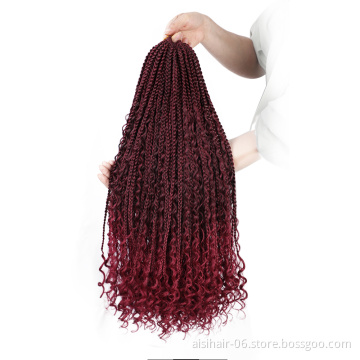 Aisi Hair Goddess Faux Locs Crochet Braids Hair Extensions Synthetic Ombre Purple Faux Locks Braids Hairpieces For Black Women